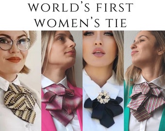 Cravate élégante pour femmes. Cravate de luxe pour dames qui rehaussera une tenue professionnelle ou quotidienne. Cadeau fait main unique pour soeur, mère, petite amie.
