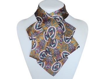 Golden necktie with flower pattern. Must have accessory for your business or special occasion outfit.