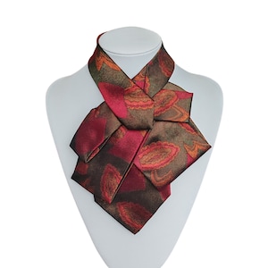 Elegant red vintage necktie. Luxury style women's tie to uplift business or everyday outfit. Unique gift for sister, mother, girlfriend, ...