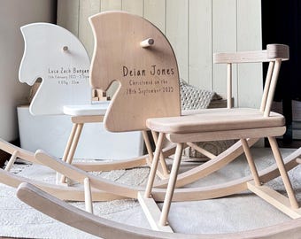 Personalised Rocking Horse, Rocking Animal, Baby Rocker, Personalized baby gift, Christmas Gift for Baby, Baptism gift, Baby Rocking Toy
