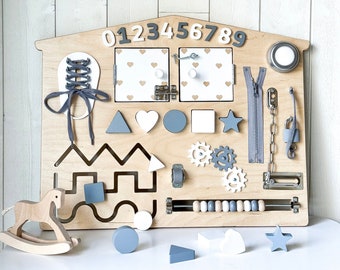 Montessori Busy Board - Kleinkind Sensorisches Board, personalisiertes Busy Board, Beschäftigtes Brett für Baby, Baby Jungen Geschenk, Spielzeug für sensorische Aktivität