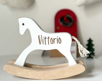 Caballito balancín de madera - Juguete personalizado para niños pequeños, caballo de juguete, juguete de madera personalizado, regalo de cumpleaños para niños pequeños, regalo de nacimiento para bebé