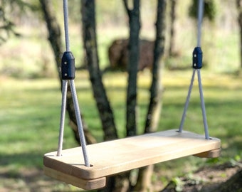 Balançoire d'arbre en bois pour enfants et adultes - Balançoire extérieure en corde, balançoire de jardin pour enfants, balançoire personnalisée - Balançoire en bois en corde, balançoire intérieure