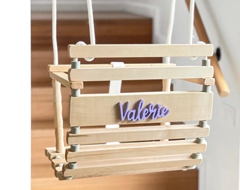 Balançoire en bois pour bébé - Balançoire pour tout-petits - Balançoire en bois personnalisée - Balançoire pour bébé - Balançoire en bois massif pour jardin intérieur ou extérieur, Balançoire d'arbre