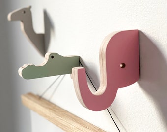 Animal Wall Hooks - Set of three Animal shaped wall hooks - Nursery Wall Hooks, Wall Hooks for Kids room, Animal Hooks, Cute wooden hooks