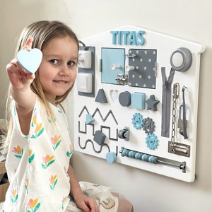 Tableau occupé pour tout-petit - Tableau d'activités Montessori, cadeau de Pâques pour tout-petit, tableau sensoriel en bois pour enfants, jouet éducatif en bois, cadeau d'anniversaire pour bébé