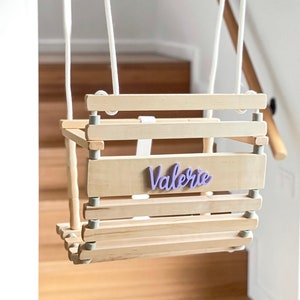 Baby wooden swing | Toddler swing, Personalized Wooden Swing, Swing for baby, Solid wood Swing for indoor or outdoors garden, Tree Swing