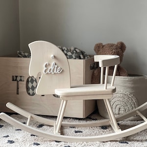 Personalised Wooden Rocking Horse - the perfect swing-toy to develop fine and gross motor skills. Made of very strong  Birch Plywood will last for many years.