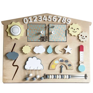 Weather Montessori Busy Board: Wooden Sensory Toy, Personalized