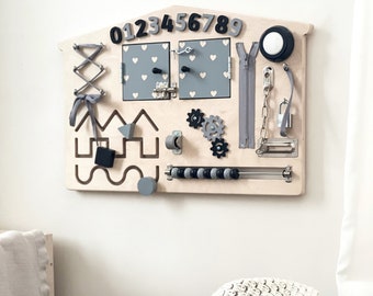 Personalized Busy Board for Toddler, Wooden Sensory Board, Activity Board, Developing Board Toddler Gift, Montessori Board