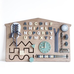 Tableau occupé alphabet - jouet Montessori pour tout-petits, tableau d'activités de développement, cadeau de 1er anniversaire, tableau d'activités sensorielles pour tout-petits