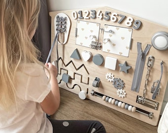 Busy Board for toddler, Personalized Sensory Board, Baby Activity Board, Montessori Board, Wooden Sensory Board, 1st Birthday Gift,Baby gift