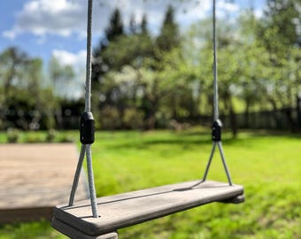 Handcrafted Wooden Tree Swing | Personalized Swing for Kids & Adults, Outdoor Rope Swing, Porch Swing, Wooden Outside Swing Seat