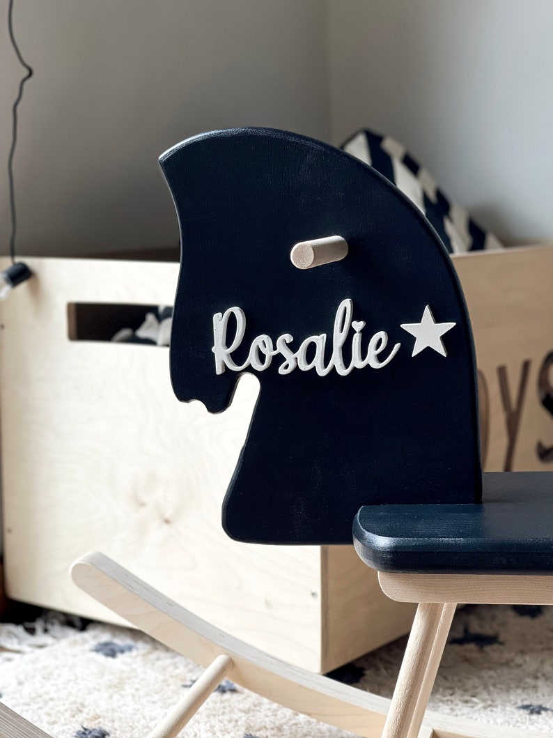 Personalized Rocking Horse Toy, Wooden Rocking Horse Gift, Montessori Rocker, Horse Toy for Kids, Horse Swing, Wood Horse Personalized Horse image 3