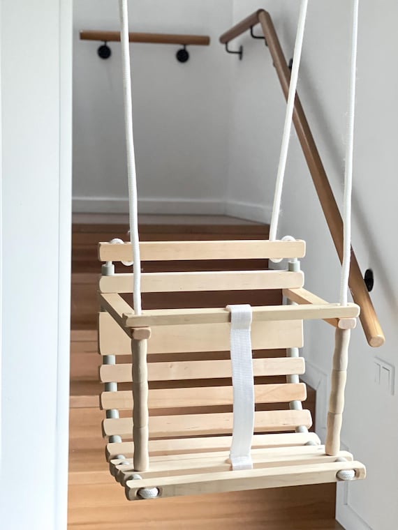 Columpio de madera hecho a mano Columpio para bebé, Columpio