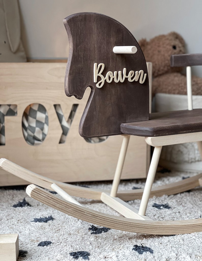 Wooden Rocking Horse, Personalised Rocking Horse, Wooden Horse Toy, Children Rocking Horse, Classic Rocking Horse Wooden Handmade Child Toys image 8