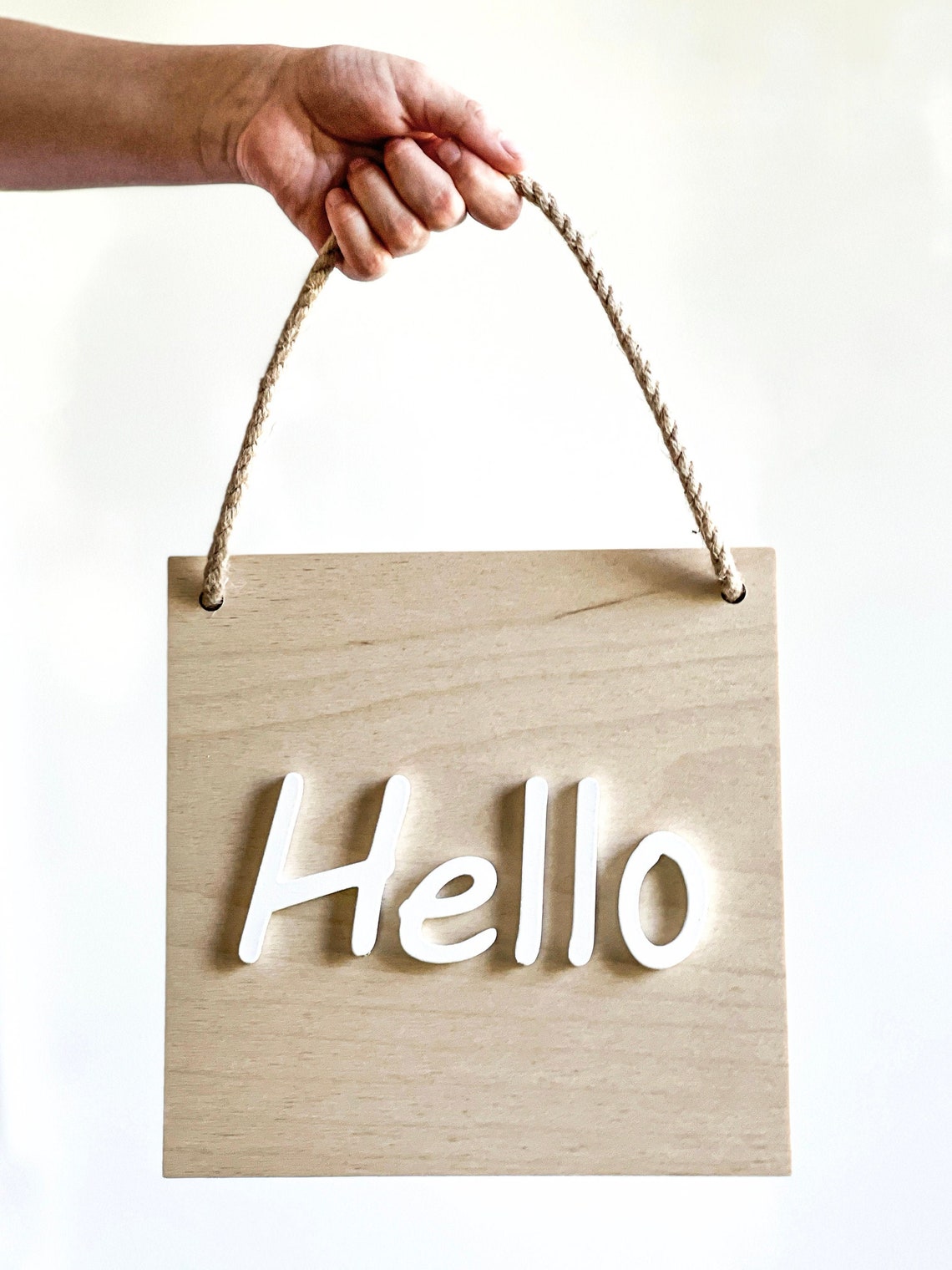 Wooden Plaque Hello Sign Hello Wood Sign Hello Wall Decor Etsy