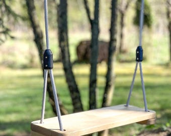 Personalized Wooden Tree Swing for Kids & Adults | Outdoor Rope Swing for Backyard or Garden, Indoor Wooden Swing Seat | Wooden Swing Gift