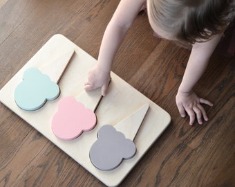 Jouet de crème glacée en bois, jouet en bois, jouets pour enfants, jouet de crème glacée, intérieur de chambre d'enfant, cuisine pour enfants, jouets écologiques, jouet alimentaire, décor de pépinière