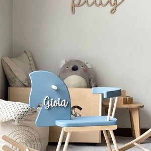 Custom Wooden Rocking Horse for Toddlers 1st Birthday Gift, Wooden horse Montessori toy, Personalised Horse Toy Montessori Rocker Sky blue