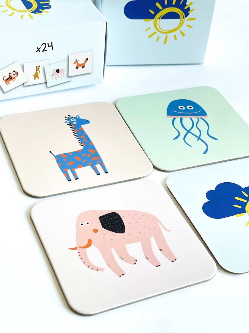 Cardboad Memory Game Memory Game Cards, Matching Cards, Animal Memory Game, Toddler Toys ...