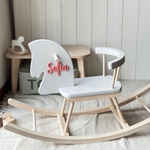 Rocking horse | Personalized Wooden Baby Horse Toy, Toddler Rocking Horse with a name, Classic Rocking Horse, Montessori Rocker, Horse Swing