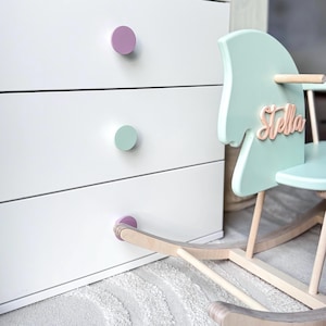 Bunte Möbelknöpfe aus Holz | matte Möbelknäufe für Kinderzimmer, Möbel, Schubladen | Farbenfrohes Möbelzubehör