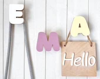 ABC Wooden Wall Hooks – Wooden letter hooks, Colorful wall hooks for kids room, Kids Coat Hooks, Wooden Kids wall hanger, Wooden Door hooks