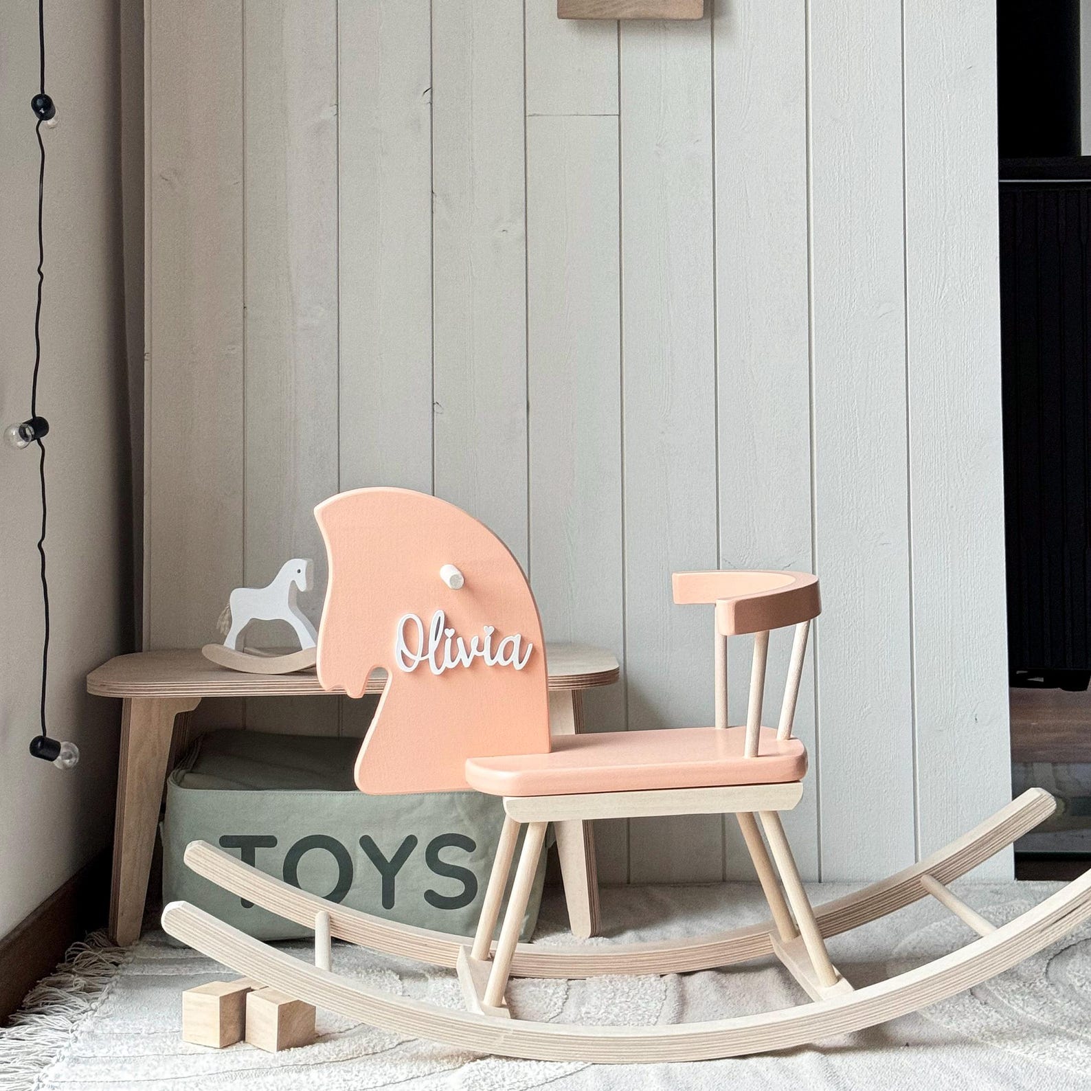 Personalized Rocking Horse Toy, Wooden Horse Toy With Name, Toddler ...