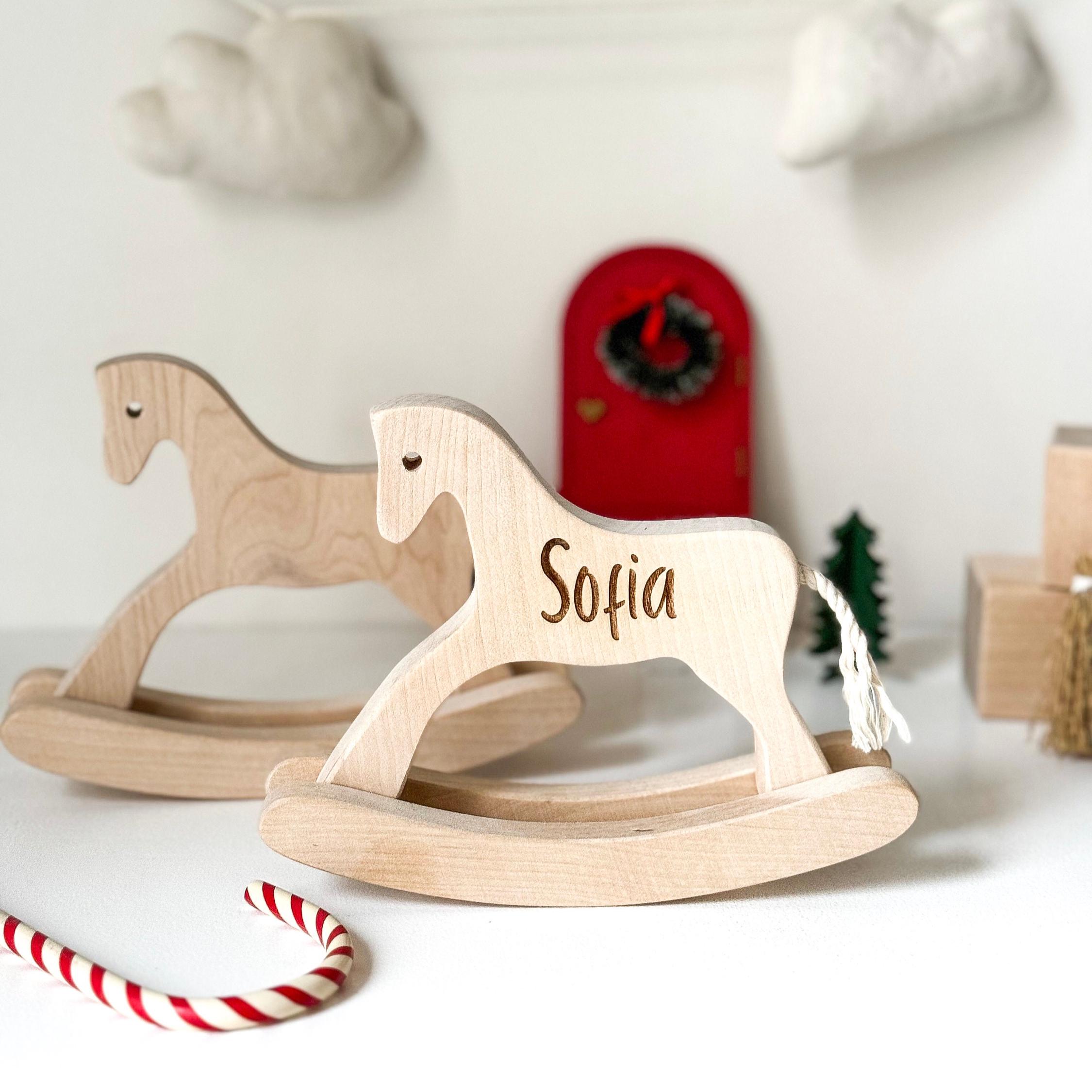 Personalized Rocking Horse Toy - Engraved Wooden Baby Toy, Personalized ...