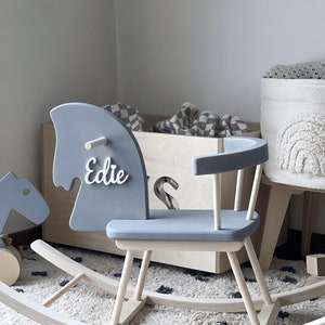 Personalized Rocking Horse Toy, Wooden Rocking Horse Gift, Montessori Rocker, Horse Toy for Kids, Horse Swing, Wood Horse Personalized Horse Grey