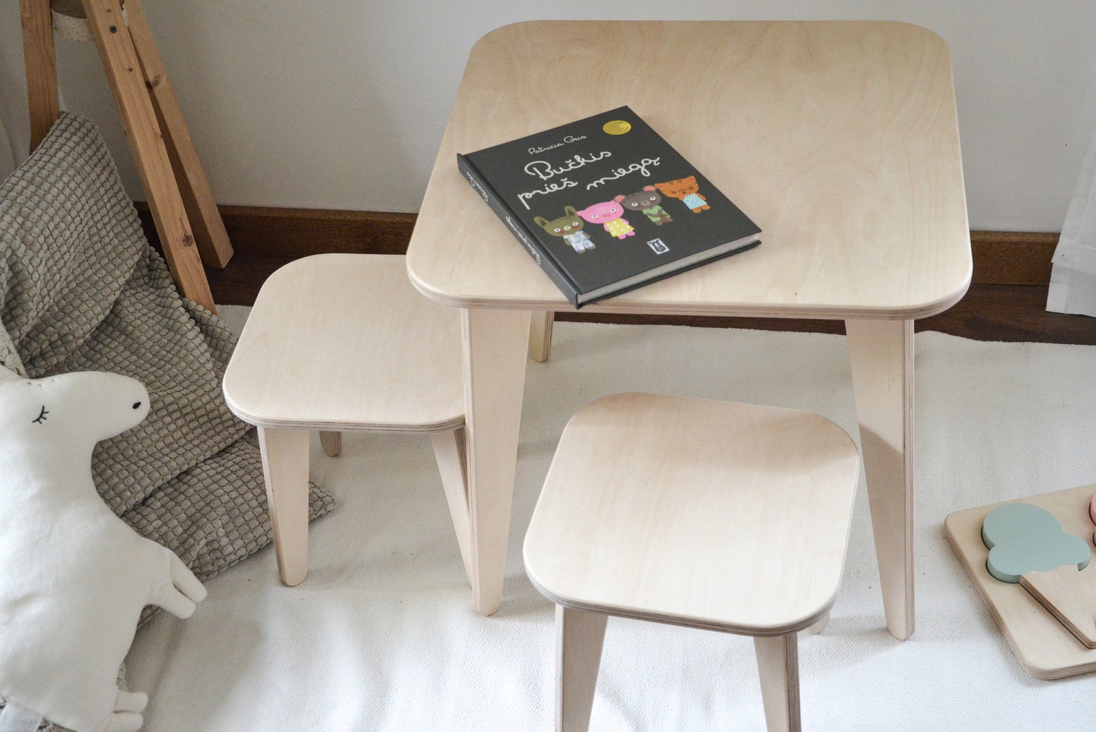 Birch Plywood Kids Stool: Scandinavian Style Toddler Furniture - Etsy