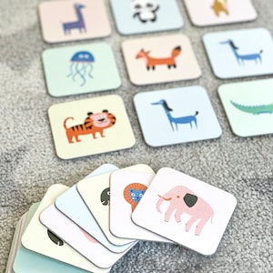 Memory Game Cards, Matching cards, Animal Memory Game, Toddler toys, Educational toys, Montessori Toys,Memory Flash Cards, 1st Birthday Gift image 3