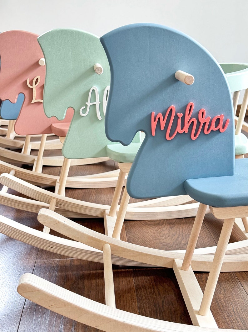 Custom Wooden Rocking Horse for Toddlers 1st Birthday Gift, Wooden horse Montessori toy, Personalised Horse Toy Montessori Rocker 画像 1