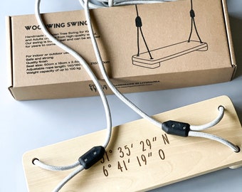 Wooden Tree Swing for Kids & Adults - Unique Personalized Gift, Outdoor Rope Swing, Kids Garden Swing, Custom Engraved Swing, Wedding Gift