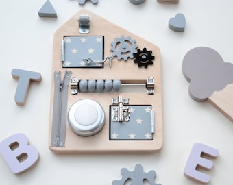 Montessori Toddler Busy Board - Jouet sensoriel éducatif et cadeau parfait pour le 1er anniversaire, Tableau d'activités sensorielles pour bébés et tout-petits, Fidget Toy