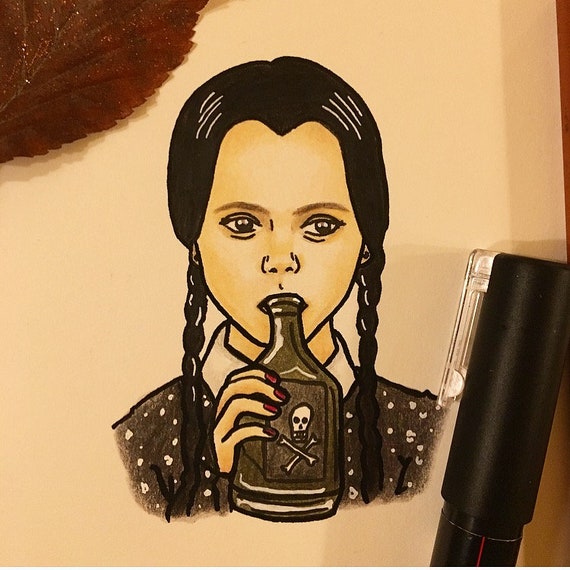 Mini Portrait of Wednesday Addams from The Addams Family | Etsy