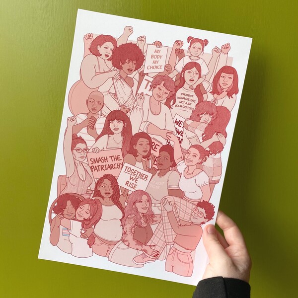 ART PRINT POSTER-  ‘Together We Rise’ Illustration  A4- International Women’s Day