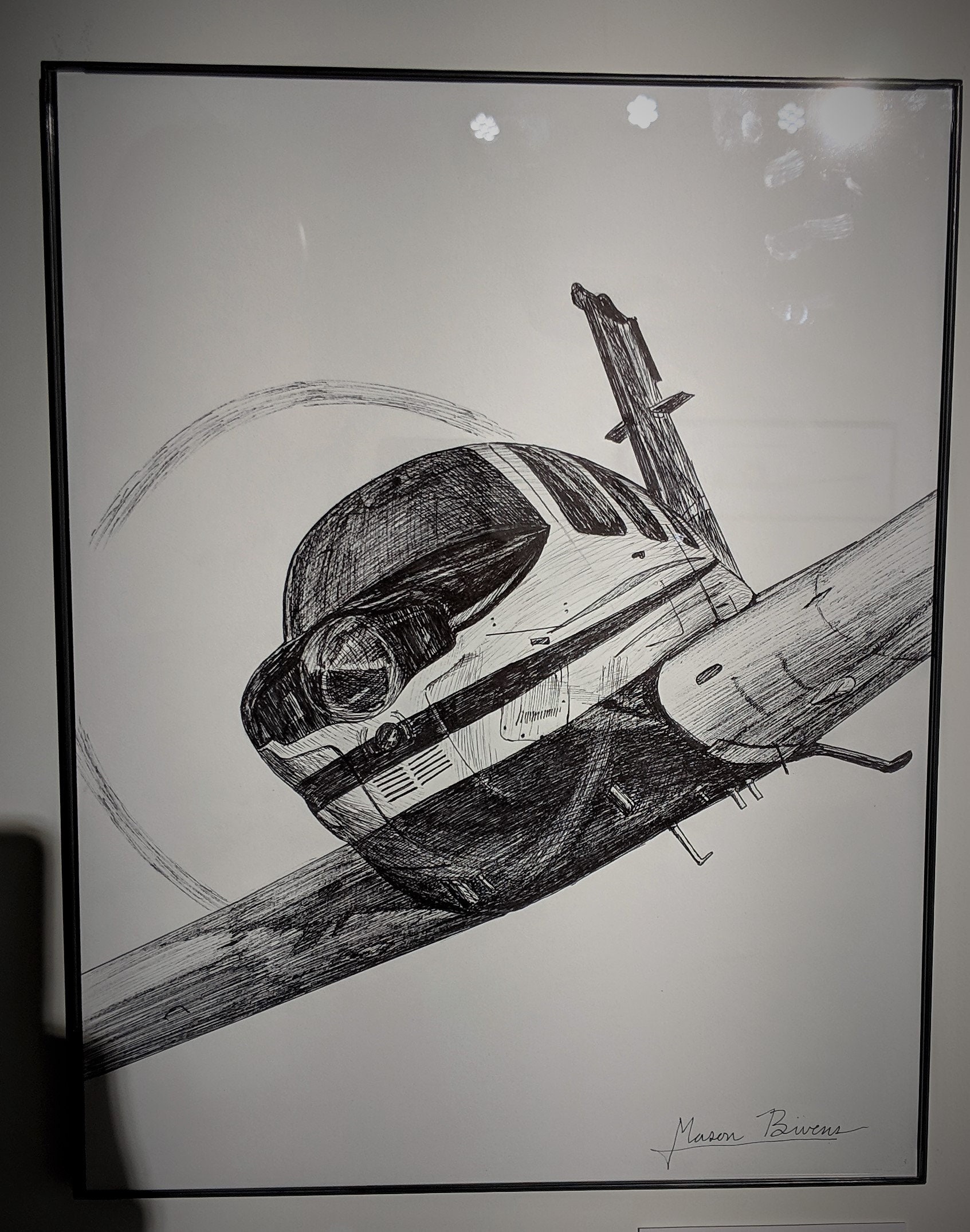 Airplane Print, Aircraft Art, 11x14, Pen and Ink Drawing, Beechcraft
