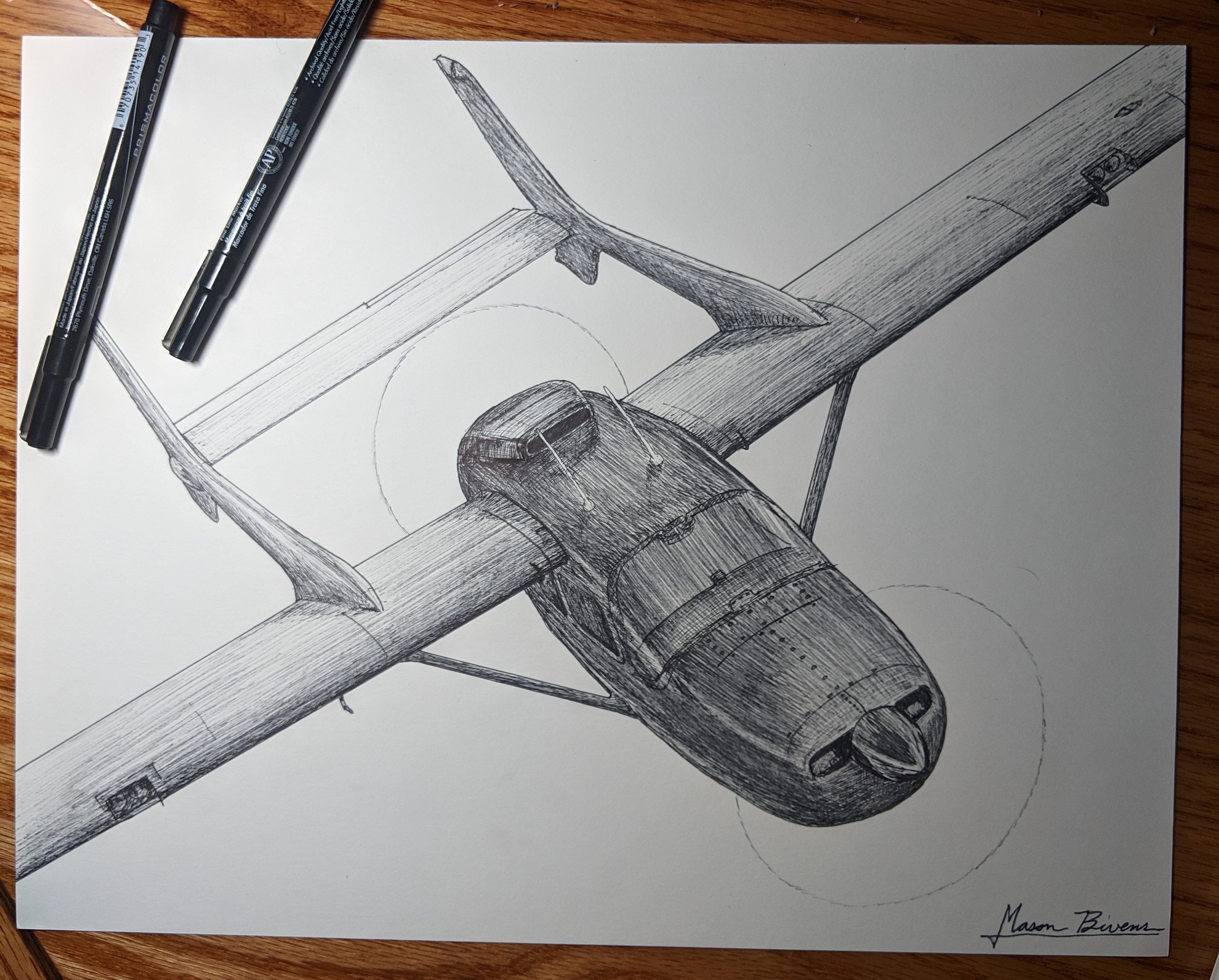 Airplane Print Aircraft Art 11x14 Pen and Ink Drawing Etsy