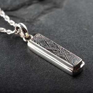 Hepburn and Hughes Meteorite Pendant, Rectangular in Sterling Silver