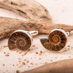 Ammonite Cufflinks | Fossil Jewellery for Men| Sterling Silver