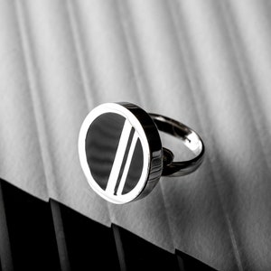 Art Deco Ring, circle in Sterling Silver 画像 1