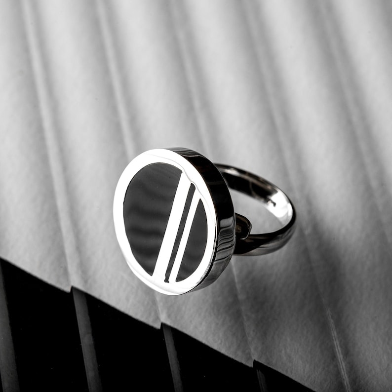 Art Deco Ring, circle in Sterling Silver 画像 1