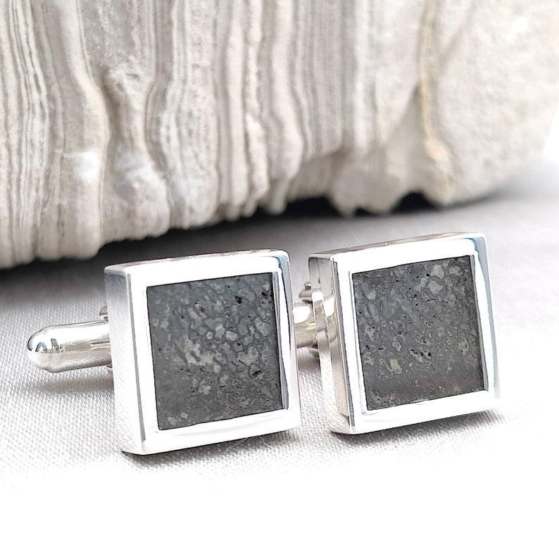 Dinosaur Fossil Cuff Links | Made from Iguanodon fossil | Fossil Cufflinks | sterling silver