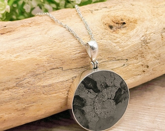 Ammonite Fossil Pendant | 26mm Circular Fossil Necklace | Sterling Silver