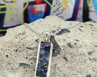 Berlin wall Pendant | Blue Graffiti | Sterling Silver