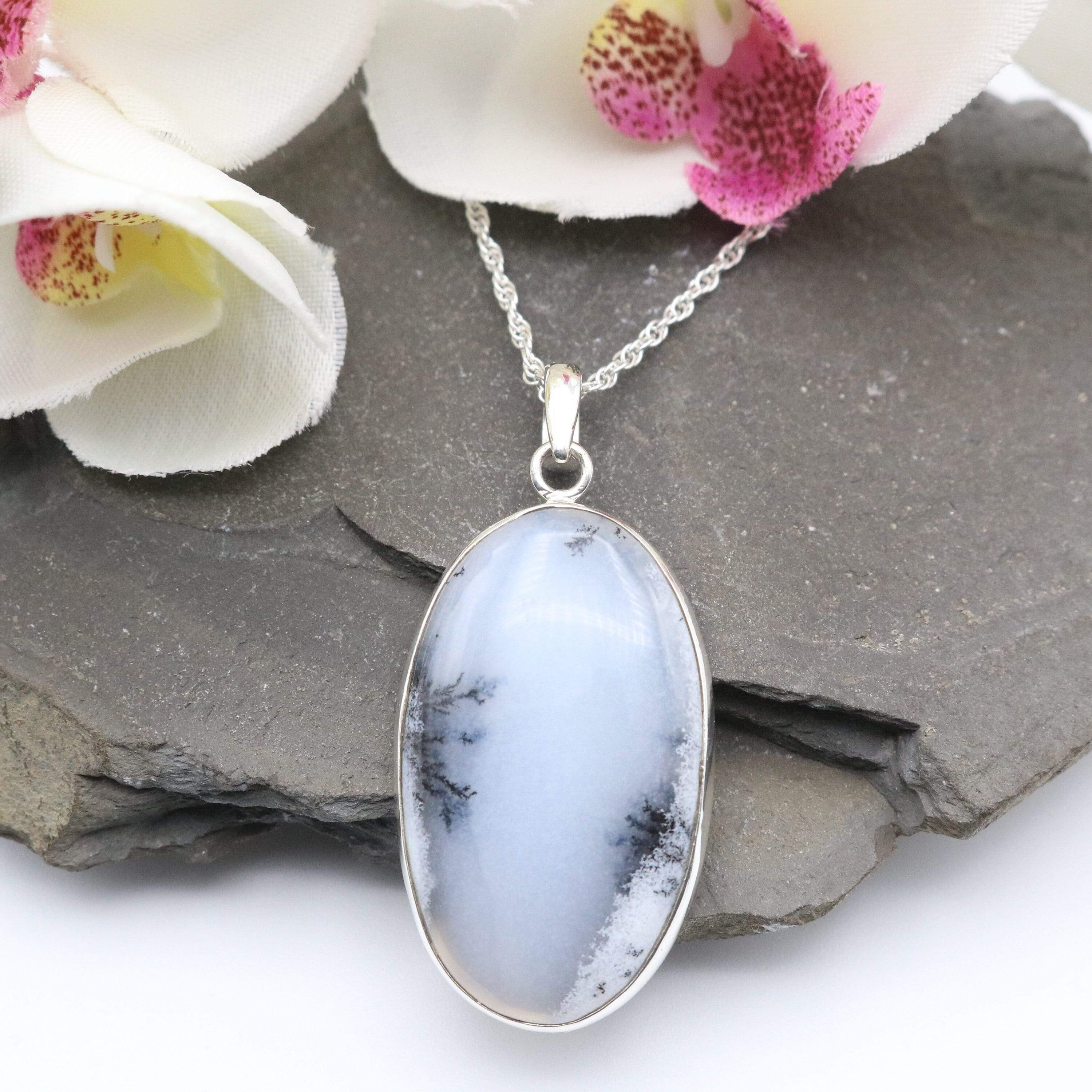 Dendritic Opal Pendant Oval in Sterling Silver | Etsy