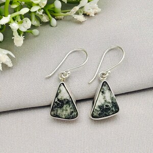 Preseli Bluestone Earrings | Stonehenge Stone with Ear Wire | Welsh Gift | Sterling Silver