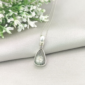 Preseli Bluestone Necklace | "Stonehenge" Spiritual Gift | Curved Triangle | Sterling Silver